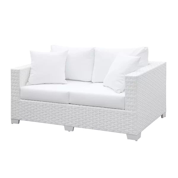 Kuhn 63'' Wide Outdoor Wicker Loveseat with Cushions | Wayfair North America