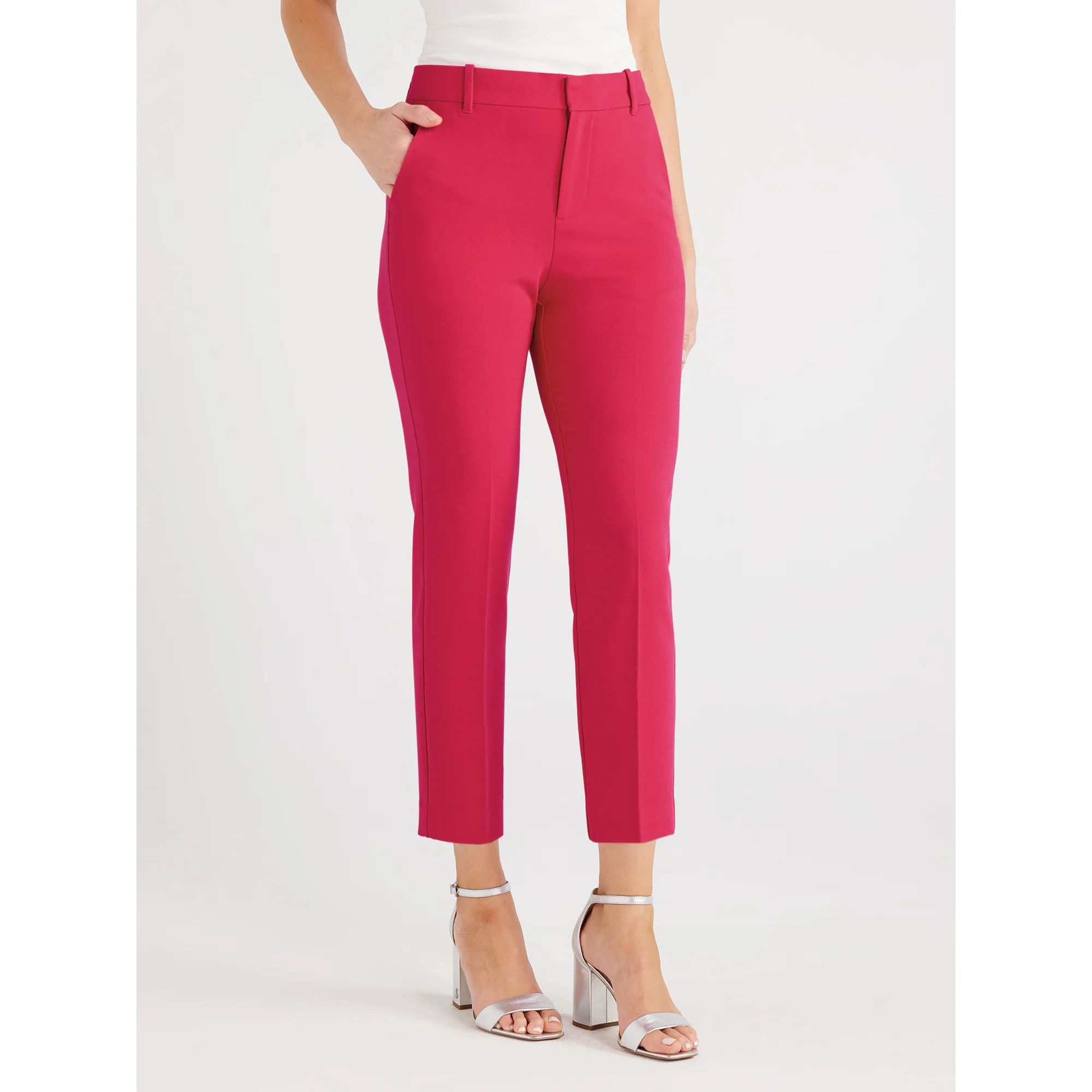 Free Assembly Women’s Mid Rise Slim Tailored Trousers, 26” Inseam, Sizes 0-20 | Walmart (US)