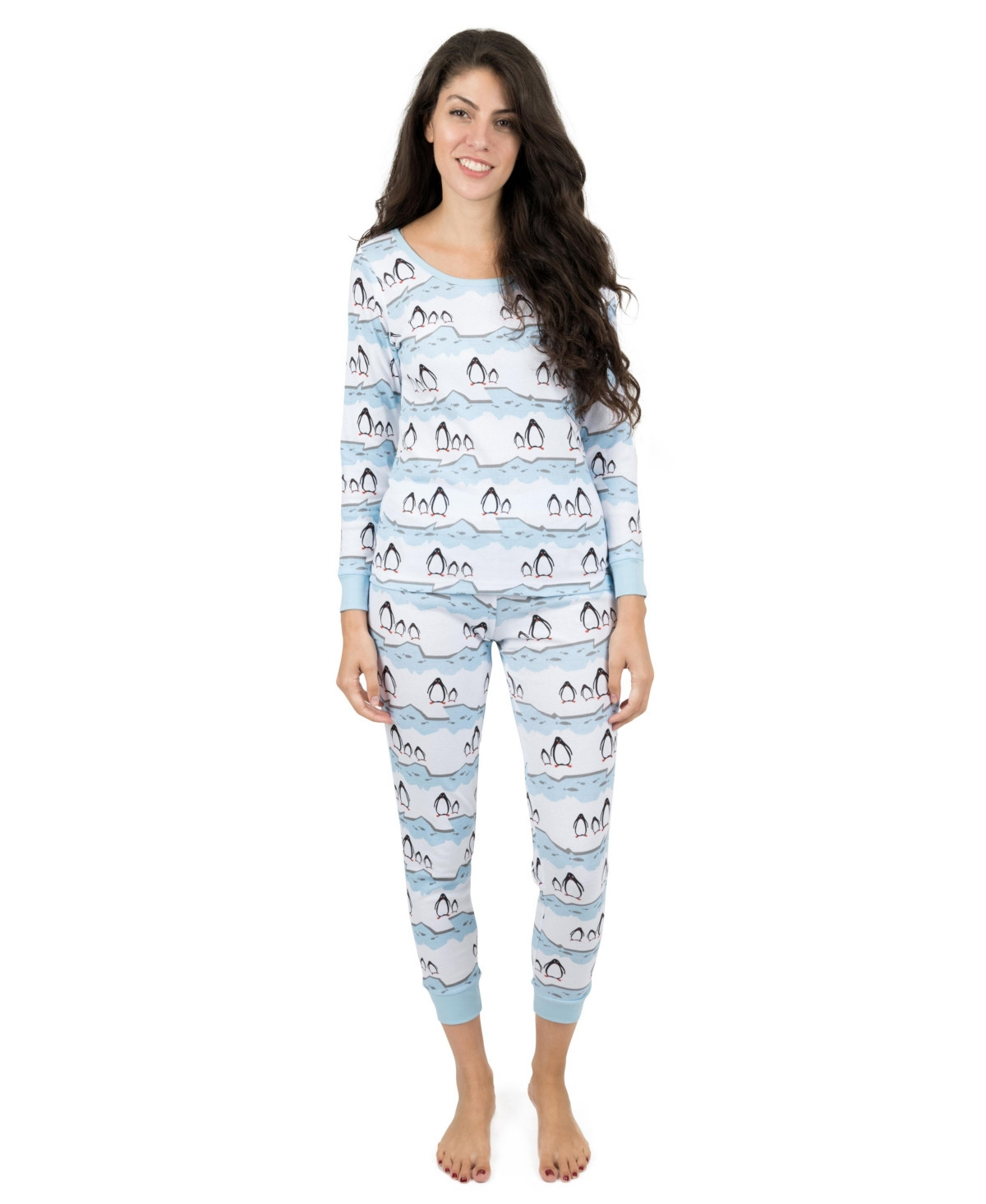 Leveret Women's Plus Size Two Piece Cotton Holiday Pajamas - Penguin | Macy's