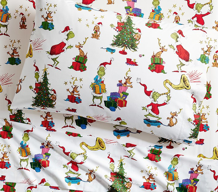 Dr. Seuss’s The Grinch™ & Max™ Sheet Set & Pillowcases | Pottery Barn Kids