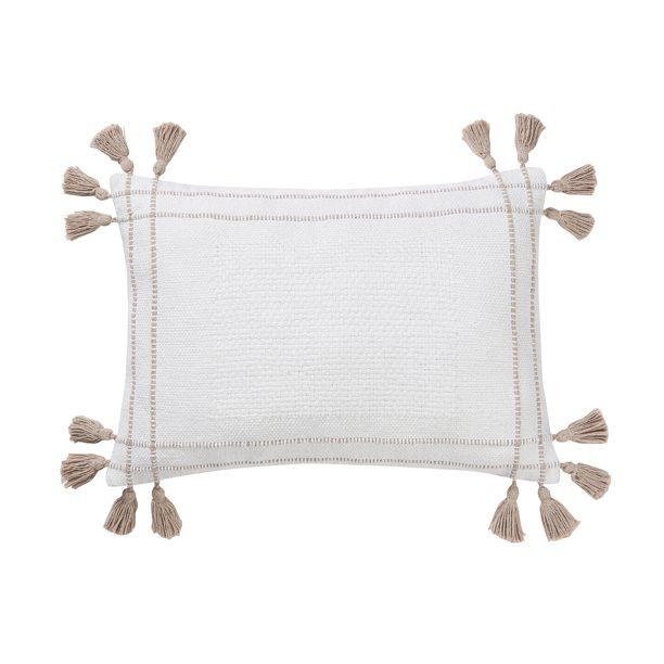 My Texas House Maisie Cotton Decorative Pillow Cover, 14"x20", Coconut Milk | Walmart (US)