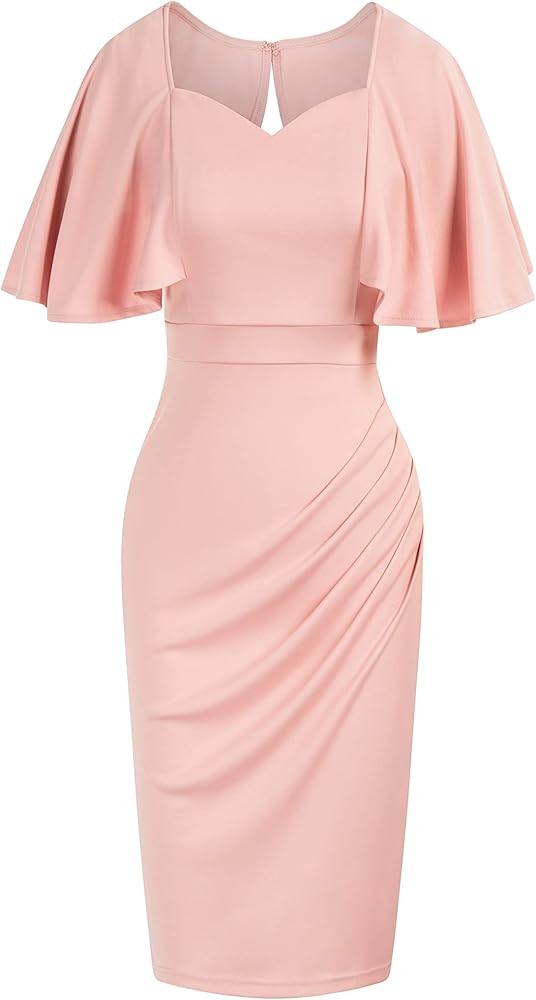 GRACE KARIN Women 3/4 Ruffle Sleeve Slim Fit Business Pencil Dress | Amazon (US)