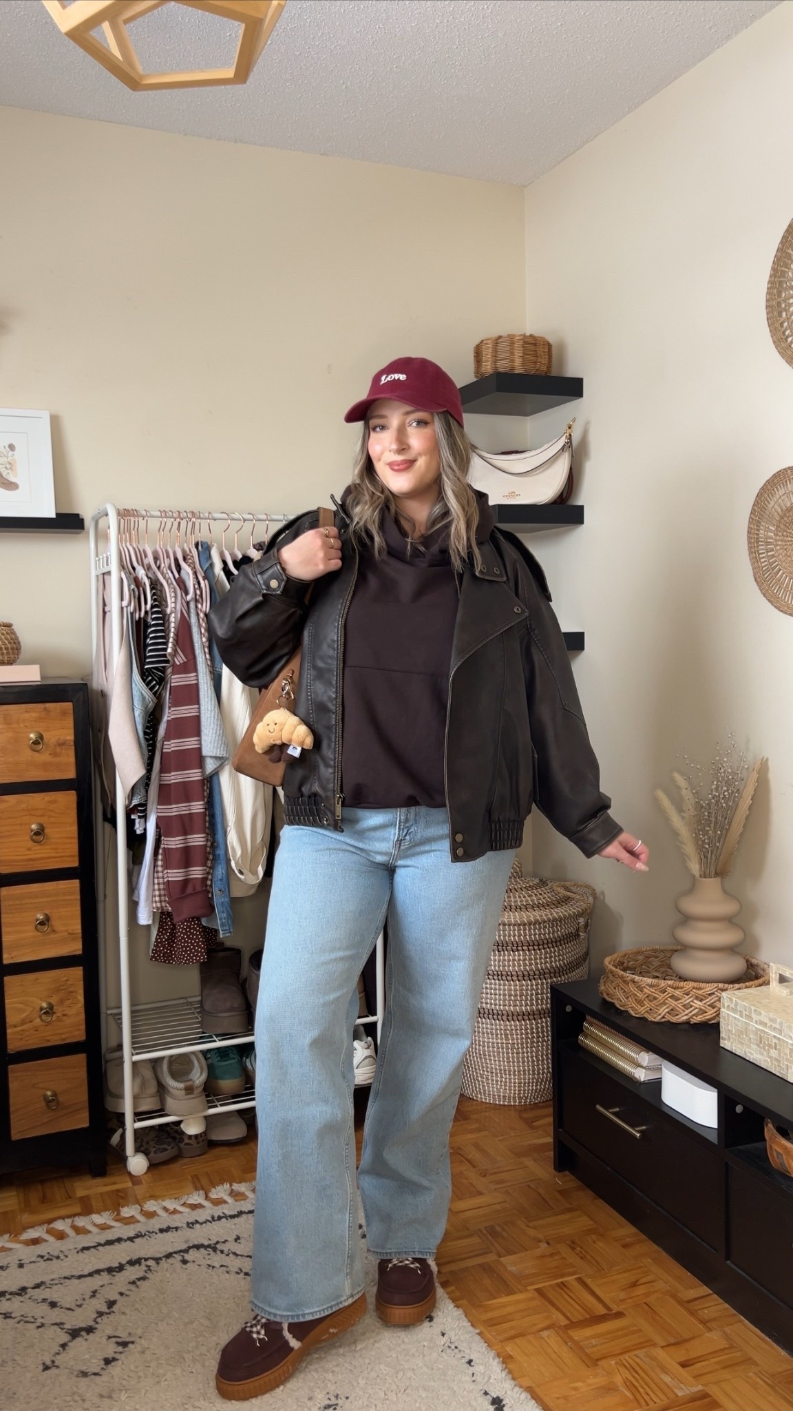 Casual winter outfit! Jeans are my all time fave, wearing size 32 for a looser fit. Chocolate brown hoodie runs big, sized down to M. Wearing my usual size L in the leather jacket + linked similar options also from Abercrombie. Sorel winter boots are waterproof and so warm, but size up if you plan to wear thick socks. My Coach bag is perfect for everyday and I reach for it constantly!


#LTKjeans #LTKwinter #LTKmidsize