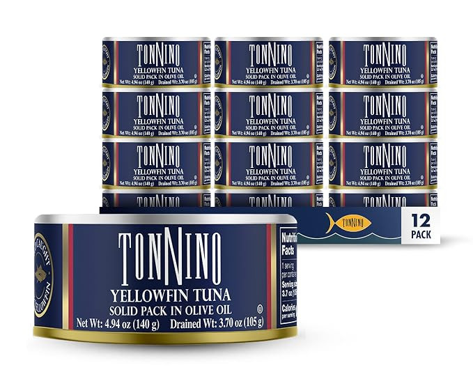 Tonnino Yellowfin Tuna Fish in Olive Oil - Pack of 12 Can (4.94 Ounces (Pack of 12), Olive Oil) | Amazon (US)