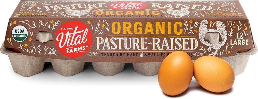 Vital Farms Organic Pasture Raised Eggs Large Brown, 12 Count | Amazon (US)