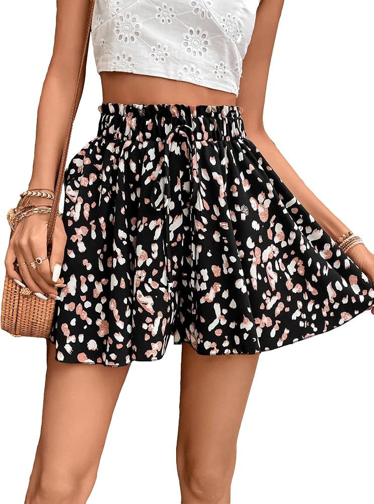 Milumia Women's Ditsy Floral Elastic Waist Skort Ruffle Hem Boho Short Skirt Skorts | Amazon (US)