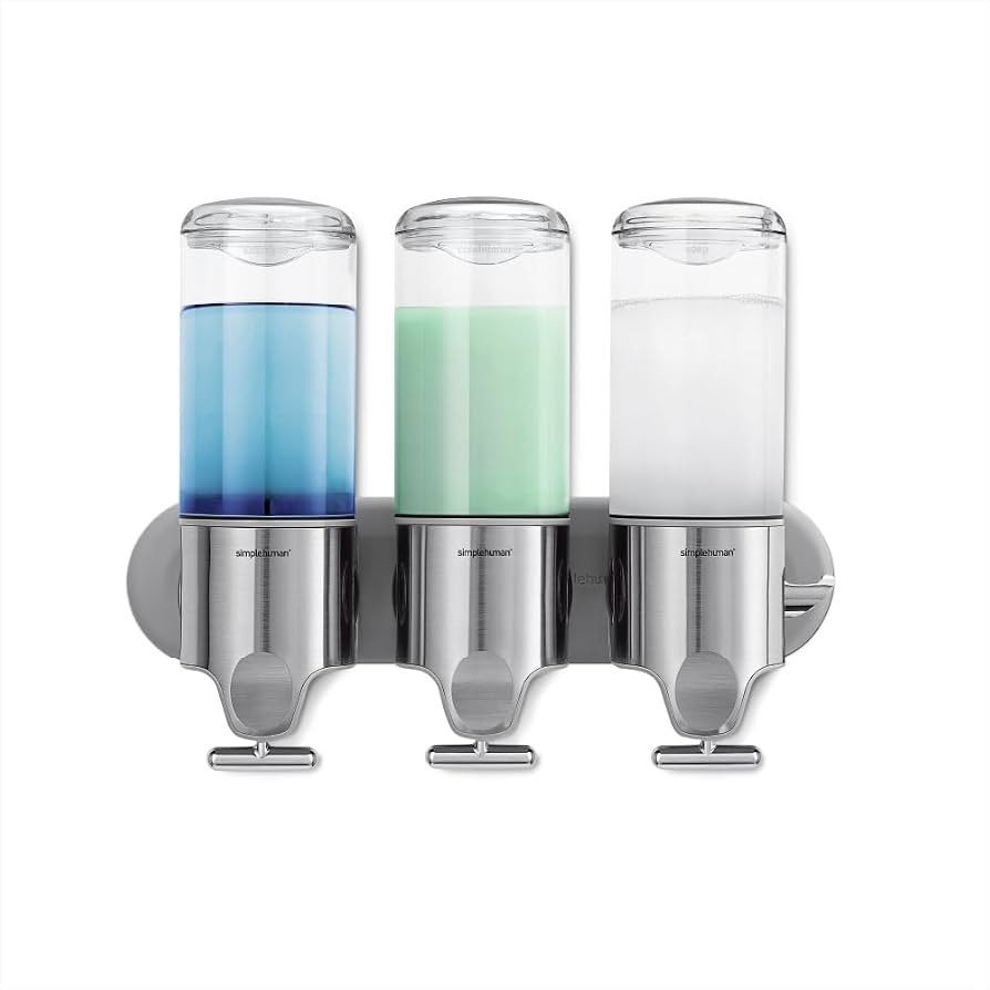 simplehuman Triple Wall Mount Pumps, Hotel-Grade Refillable 3-Chamber Shampoo Conditioner Body Wa... | Amazon (US)