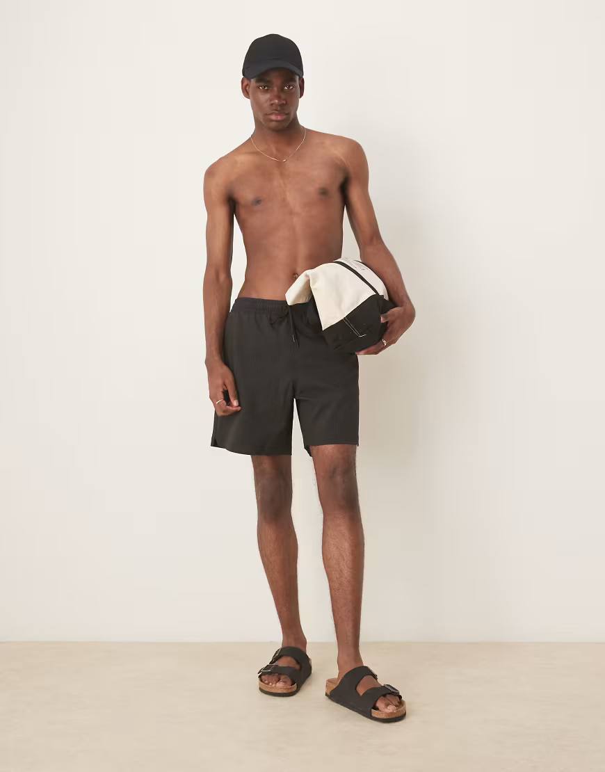 Abercrombie & Fitch swimwear 7"" shorts in black | ASOS (Global)