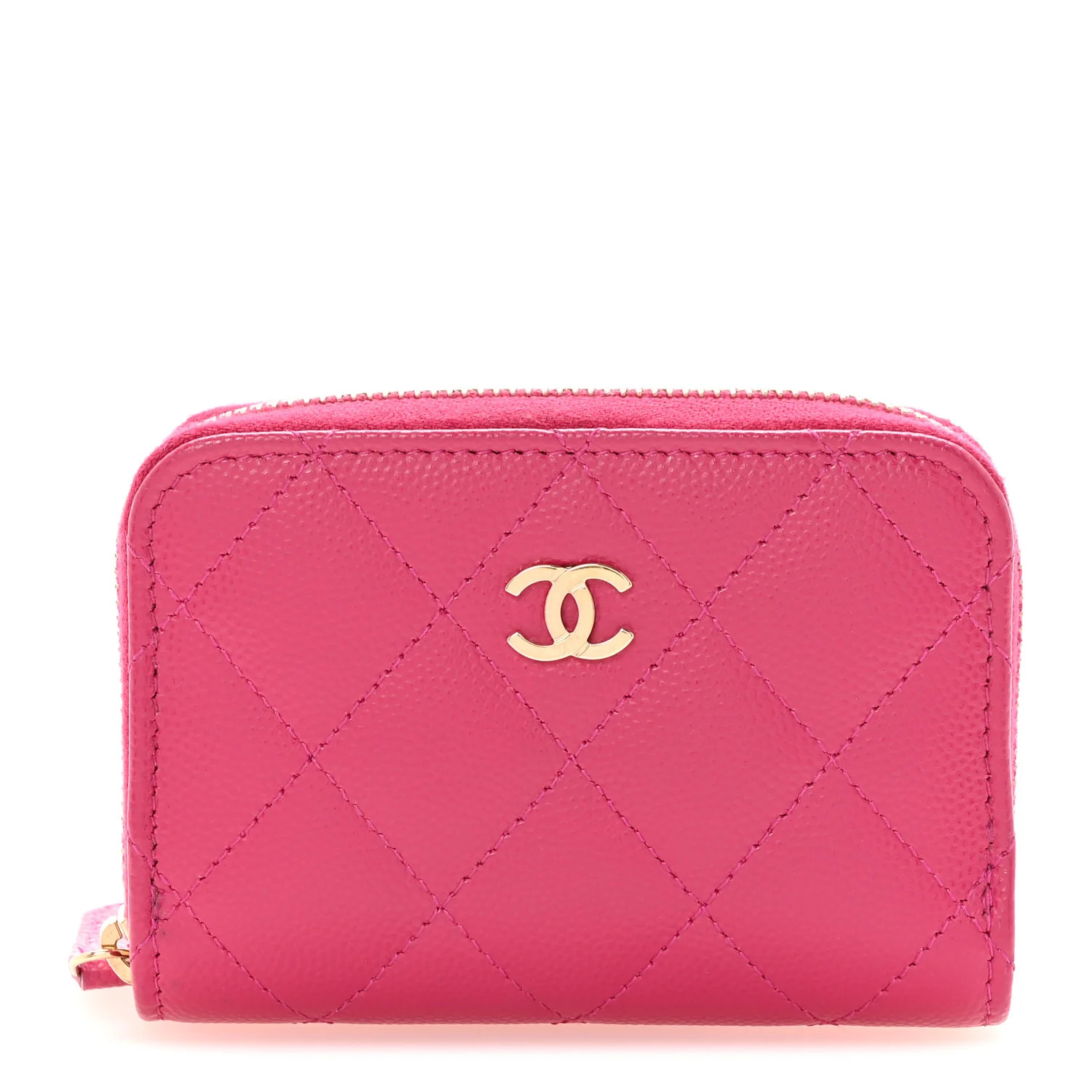 Caviar Quilted Zip Coin Purse Fuchsia | FASHIONPHILE (US)