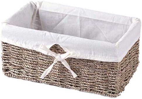 Vintiquewise(TM) Seagrass Shelf Basket Lined with White Lining | Amazon (US)