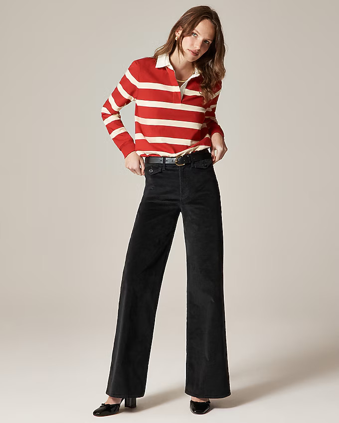 Wide-leg trouser in washed velvet | J. Crew US