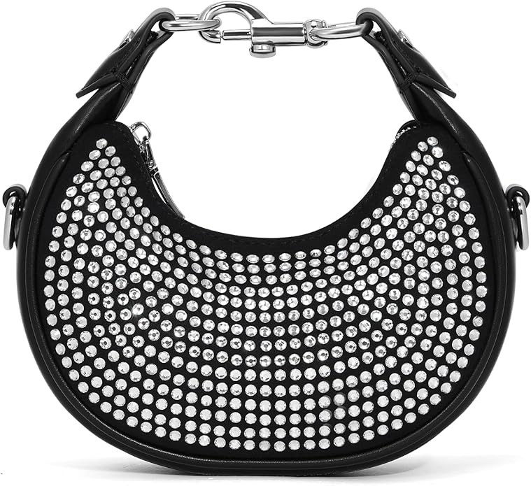 JQWSVE Small Top Handle Bags for Women Rhinestone Mini Purses Ladies Handbags Trendy Crescent Min... | Amazon (US)