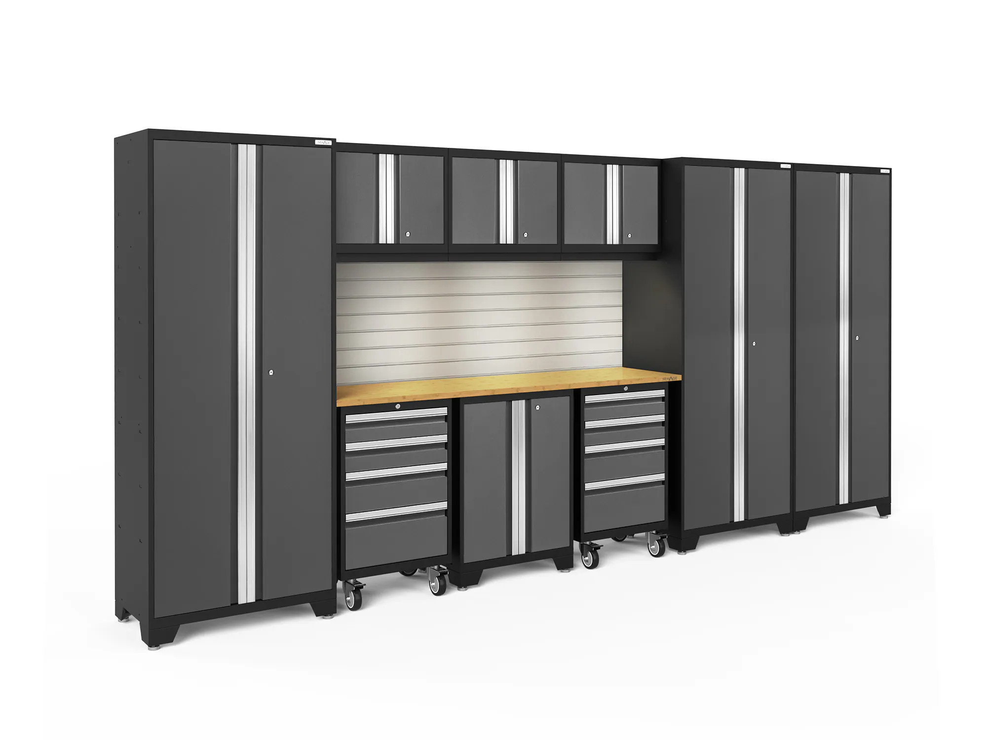 NewAge Products Bold 162-in W x 76.75-in H x 18-in D 9 -Cabinets Steel Charcoal Gray Garage Storage System one_size | 56031 | Lowe's