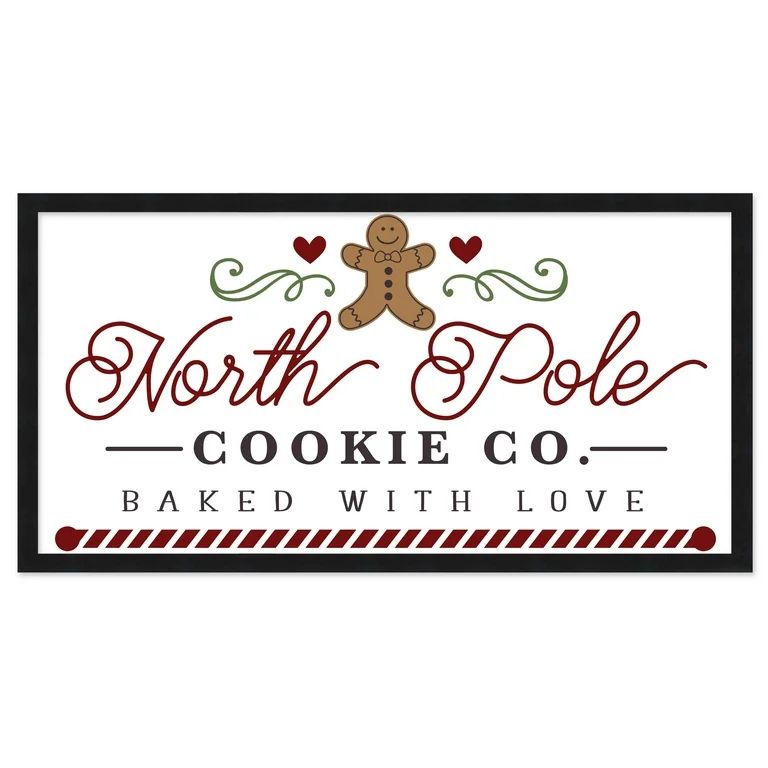 North Pole Cookie Company Gingerbread 11.5" x 21.5" Framed Christmas Wall Decor  Sign Poster in a | Walmart (US)