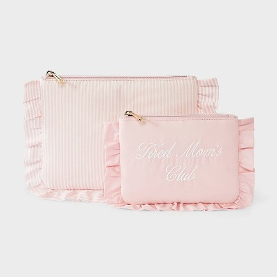 Mother's Day Striped Ruffle Pouch 2pc Set - A New Day™ Pink | Target