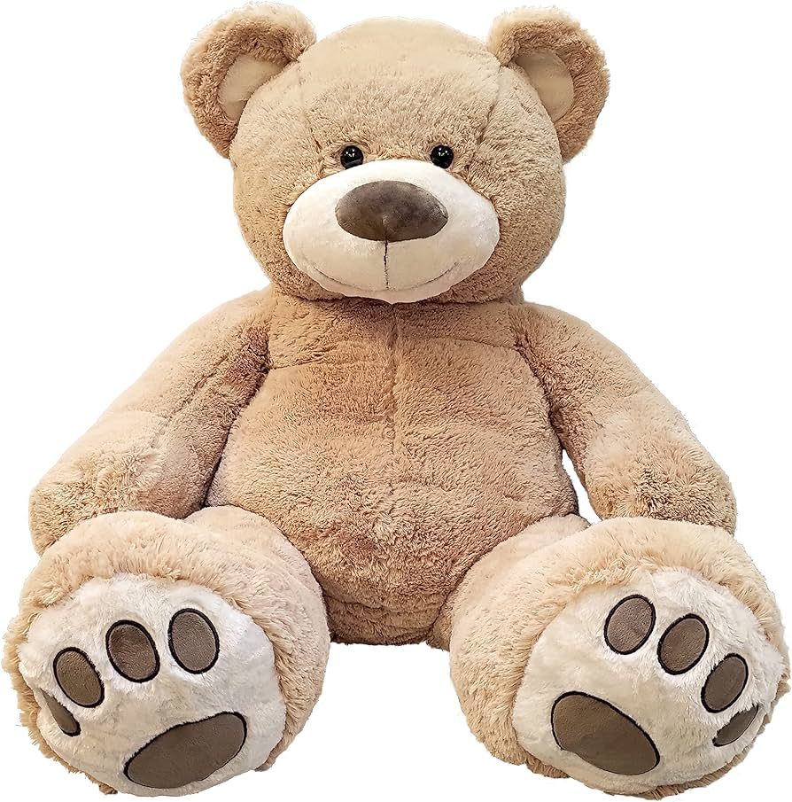 59" Tall (5 Feet) Giant Plush Light Brown Teddy Bear with Embroidered Paws and Smiling Face, Fits... | Amazon (US)