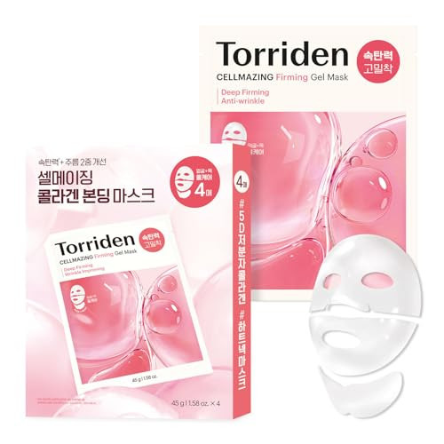 Torriden CELLMAZING Collagen Firming Gel Facial & Neck Sheet Mask (pack of 4) | Covering Neck Mask | 5D Collagen Complex, Amino Acid Complex, Peptide | Amazon (US)