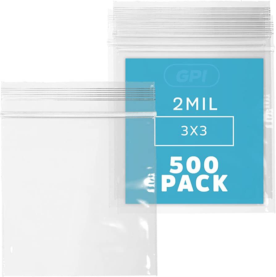 3 x 3 inches, 2Mil Clear Reclosable Zip Bags, case of 500 GPI Brand | Amazon (US)