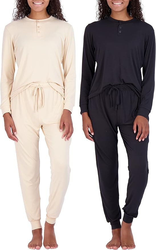 Real Essentials 4 Piece: Women's Long Sleeve Pullover Hoodie Henley Sweatshirt & Jogger Set- Athl... | Amazon (US)