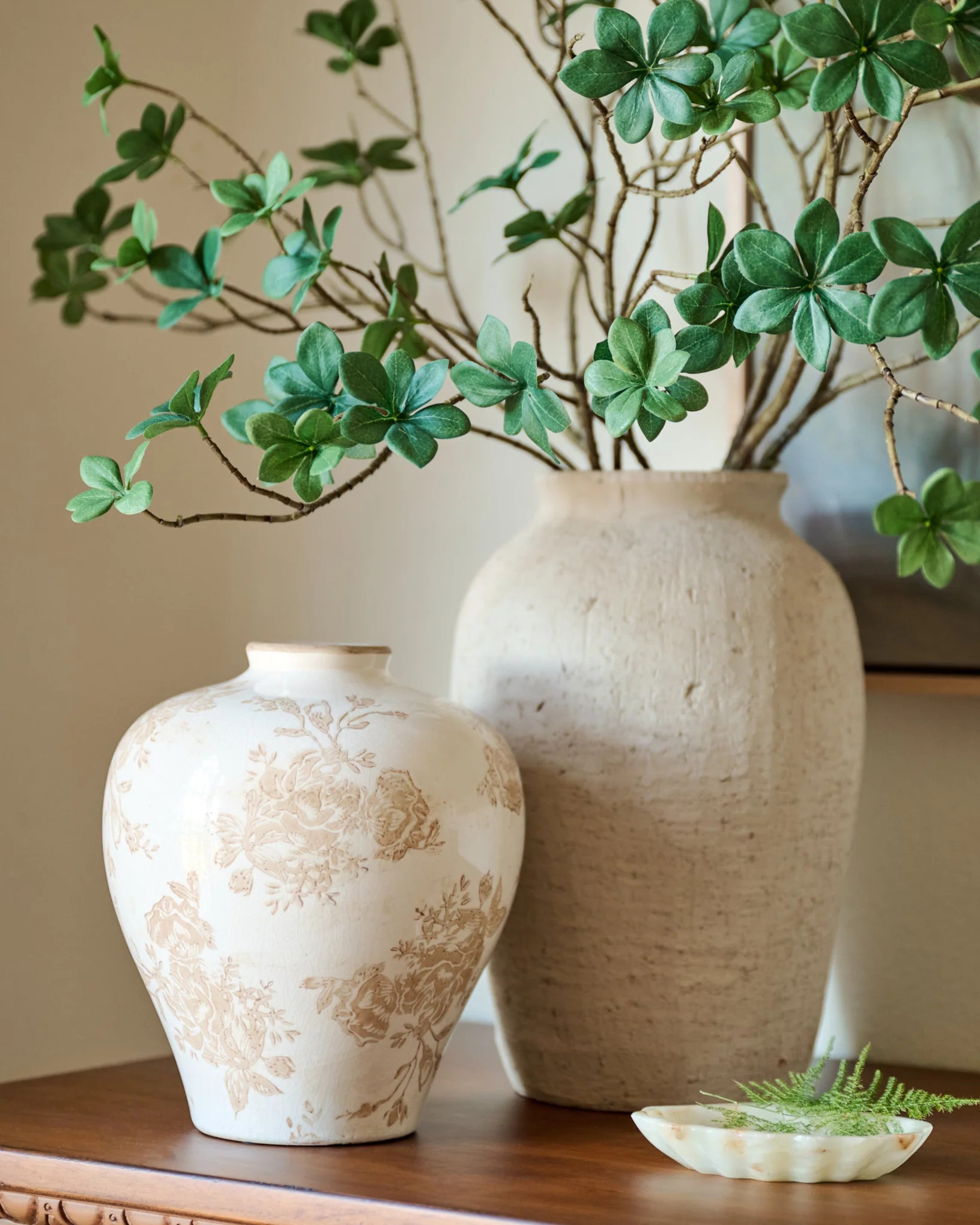 Taupe Distressed Floral Vase | Magnolia