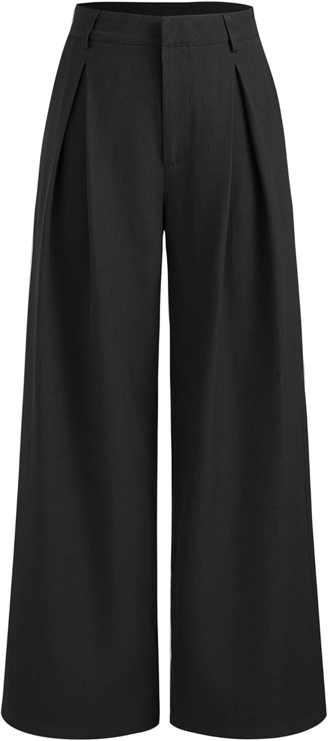 CIDER Women's Wide Leg Pants Mid Waist Trousers with Pockets | Amazon (US)