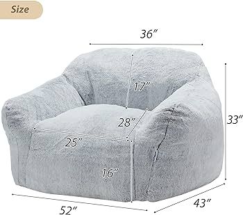 Homguava Giant Bean Bag Chair Sofa High-Density Foam Filled Sofa Chair Large Lazy BeanBag Sofa wi... | Amazon (US)