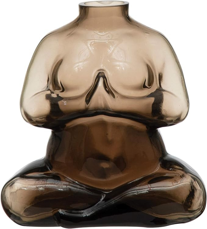 Bloomingville Glass Body Vase, Smoke Color Planter Pot | Amazon (US)