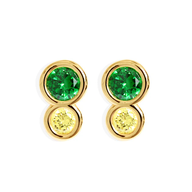 SLOANE Earrings - Gold with Emerald and Lime | By Alona