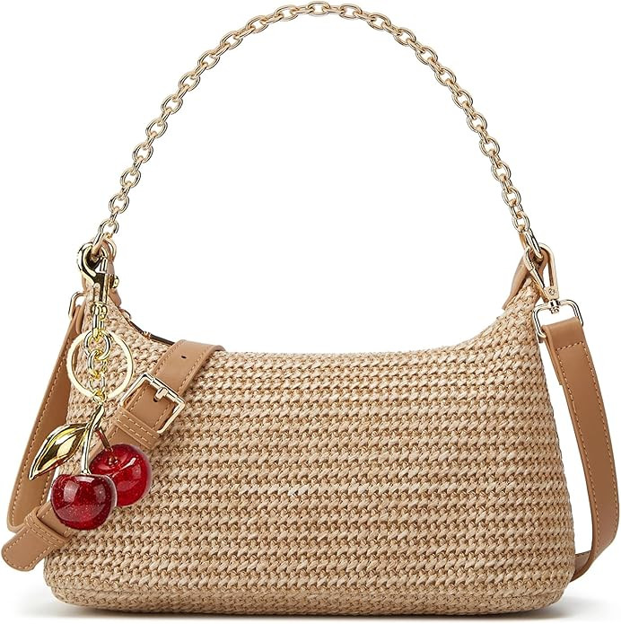 Women's Straw Woven Shoulder Bag Beach Purse Summer Vacation Tote Handbag | Amazon (US)