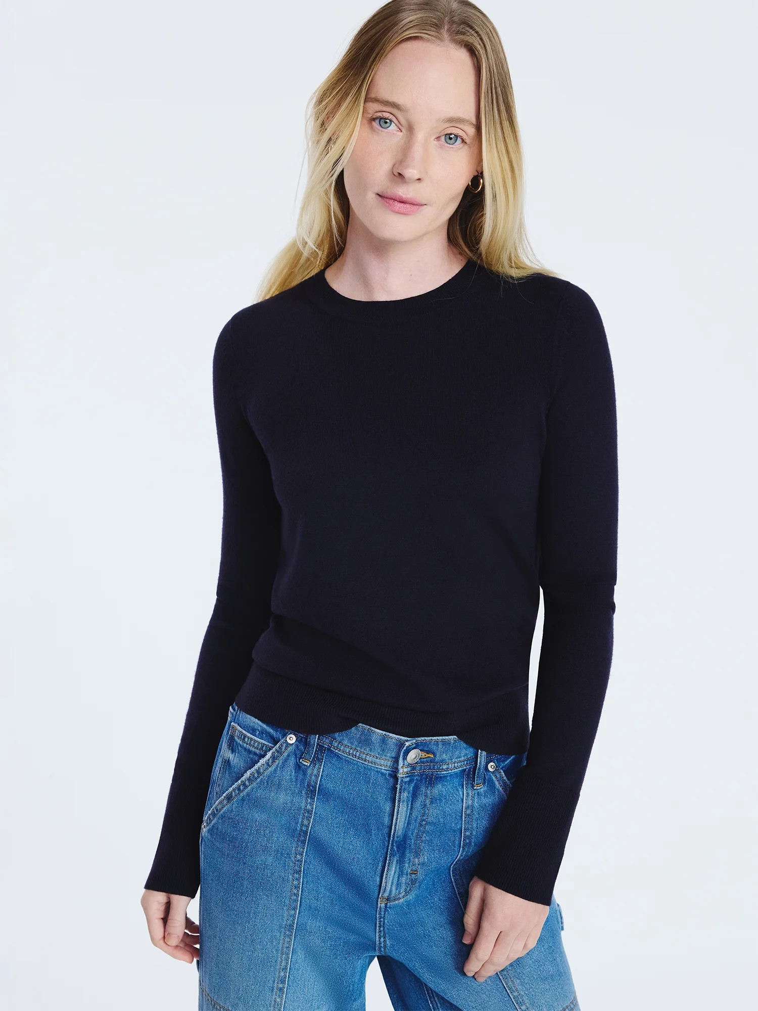 Free Assembly Women's Cozy Yarn Crewneck Sweater with Long Sleeves, Lightweight, Sizes XS-XXL | Walmart (US)