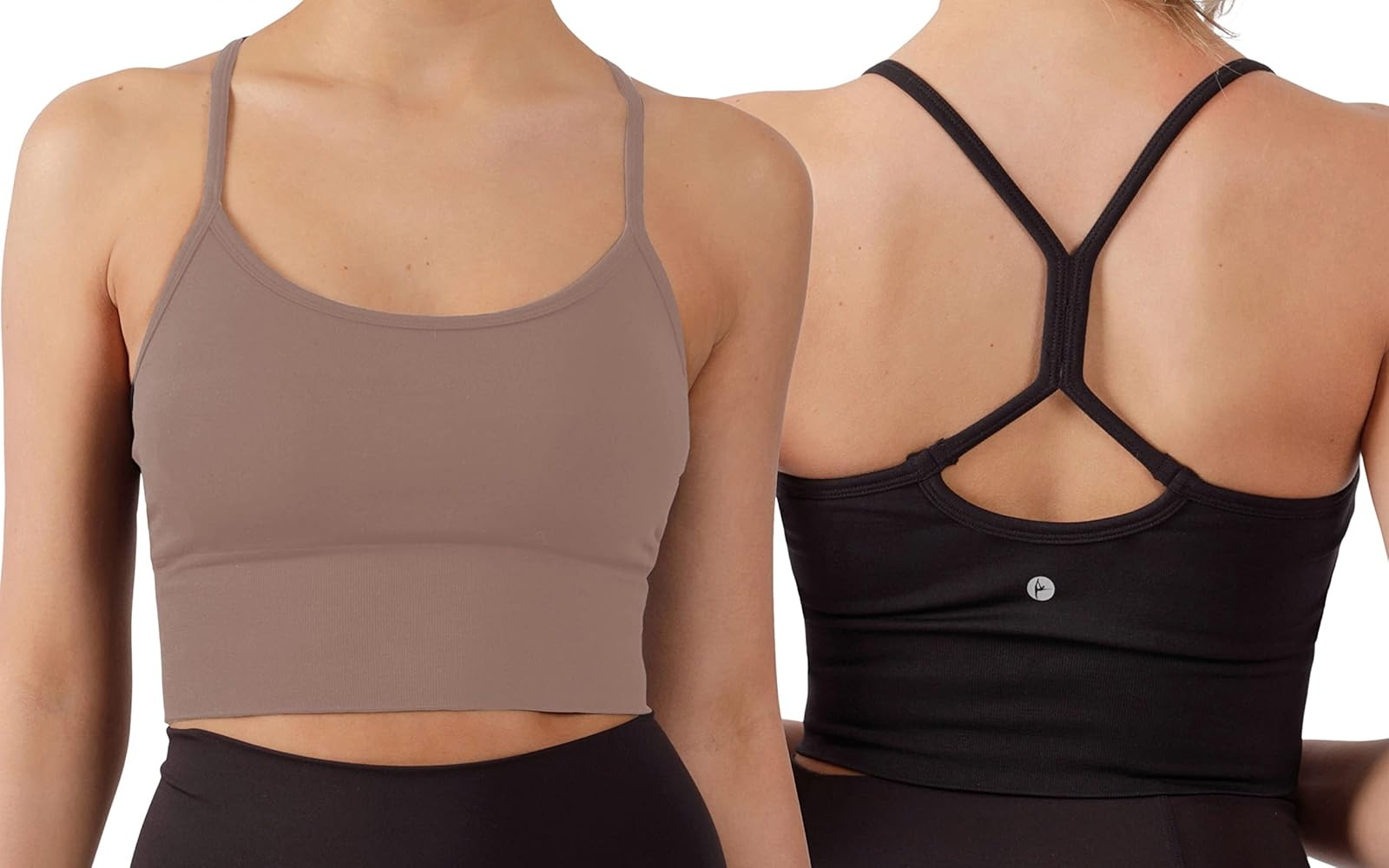 90 Degree By Reflex Womens Seamless Cami Longline Bra - Round Neck Workout Racerback Tank Top | Amazon (US)