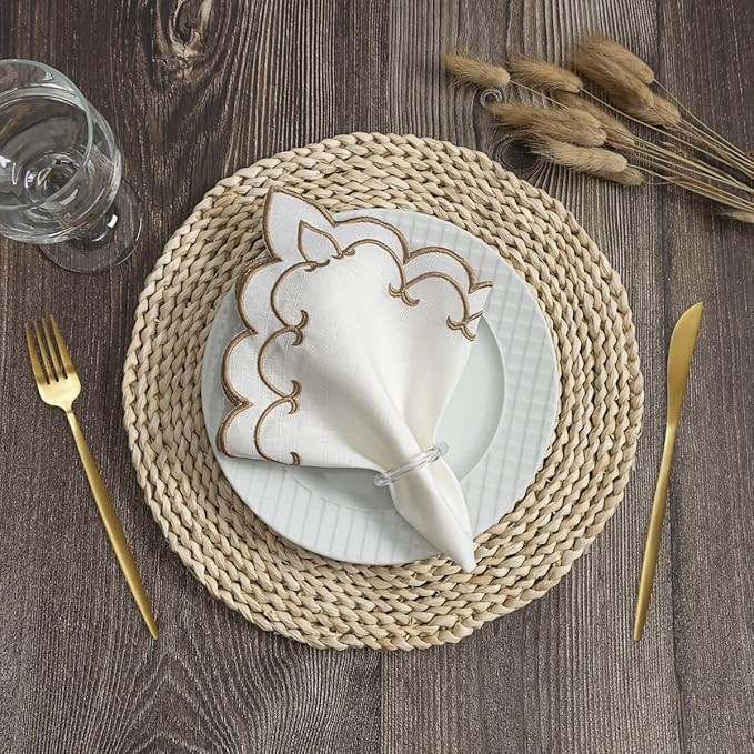 Guardanapo Sparta Bordado 6 Peças Tecido Engomado Cor: Marfim | Amazon (BR)