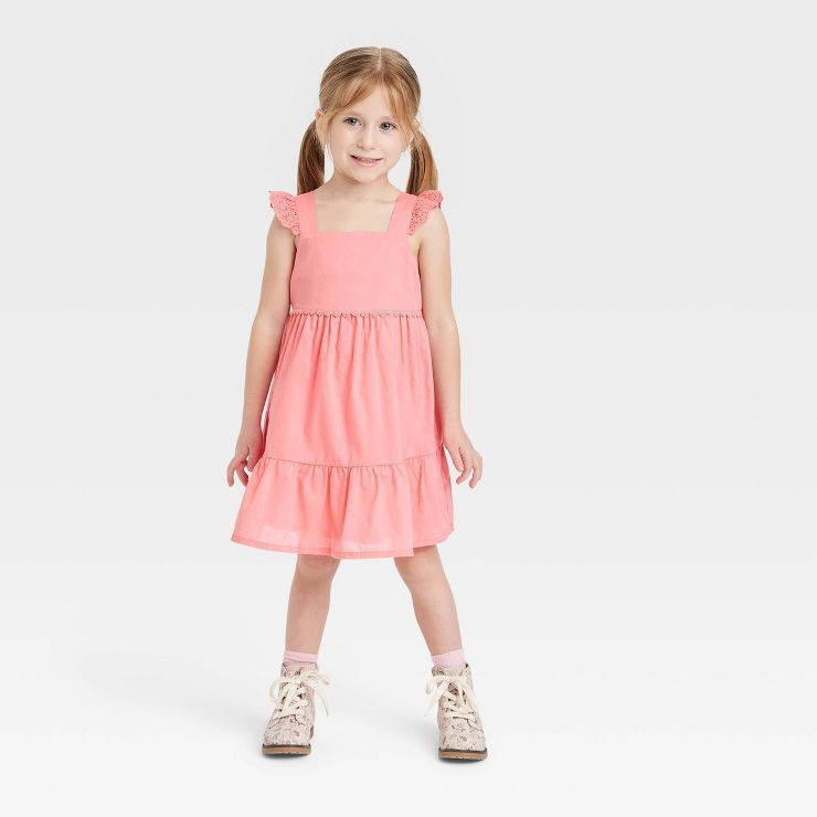 OshKosh B'gosh Toddler Girls' Eyelet Tiered Sleeveless Dress - Coral Pink | Target