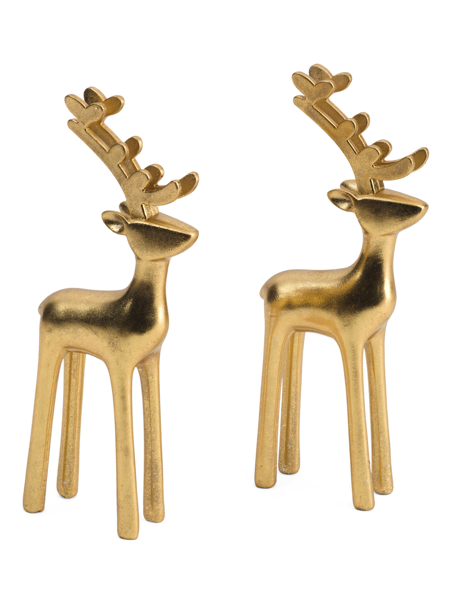 Set Of 2 11in Resin Gold Deer | TJ Maxx