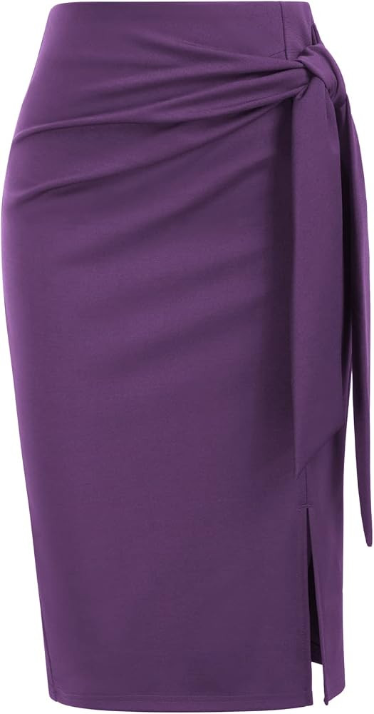 Kate Kasin Women's Stretch Knee Length Pencil Skirt, Bow Tie High Waist | Amazon (US)