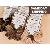 Bridesmaid Scrunchies, Bride Scrunchie, Set, Velvet Hair Bridal Bachelorette Scrunchie | Etsy (US)