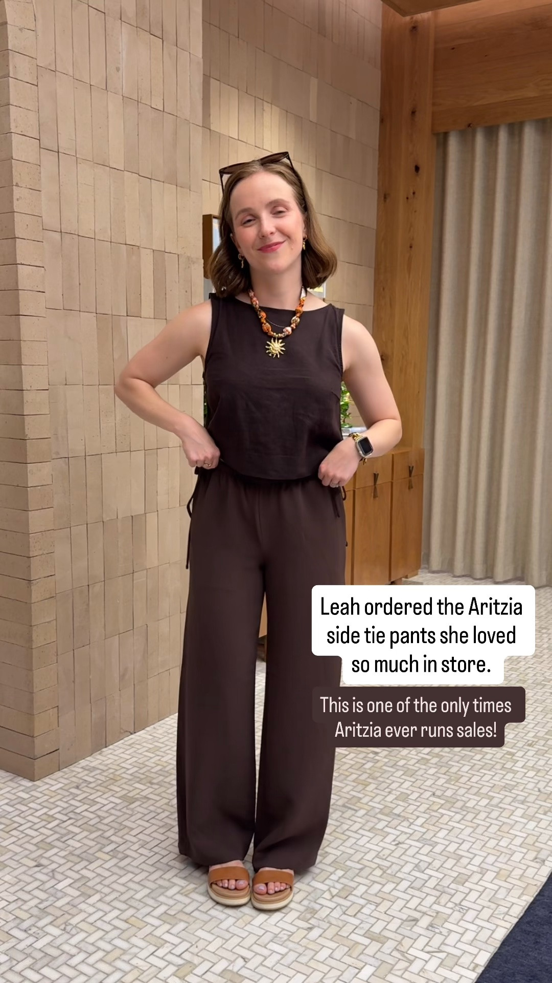 Aritzia side tie no wrinkle pants finally on sale! These fit true to size I’m 5ft 2 117 lbs wearing xs regular

#LTKSeasonal #LTKSaleAlert
