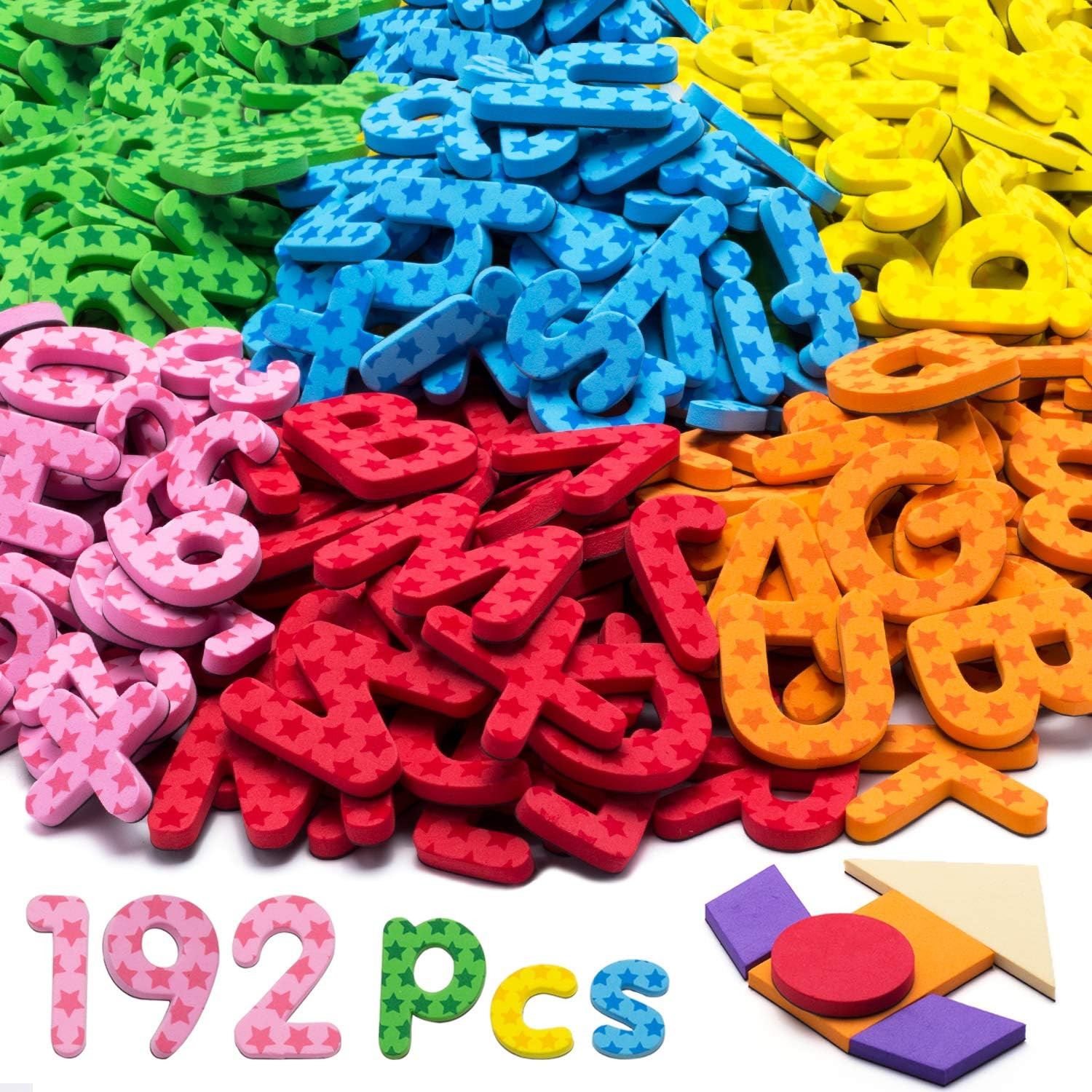 192 Pcs Magnetic Letters Numbers 9 Color(With Pattern Blocks,Symbols) Foam Set, Alphabet Magnets ... | Amazon (US)