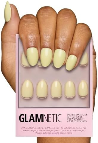 Glamnetic Press On Nails - Pastel Yellow | Short Oval Yellow Fake Nails with Glossy Finish, Salon... | Amazon (US)