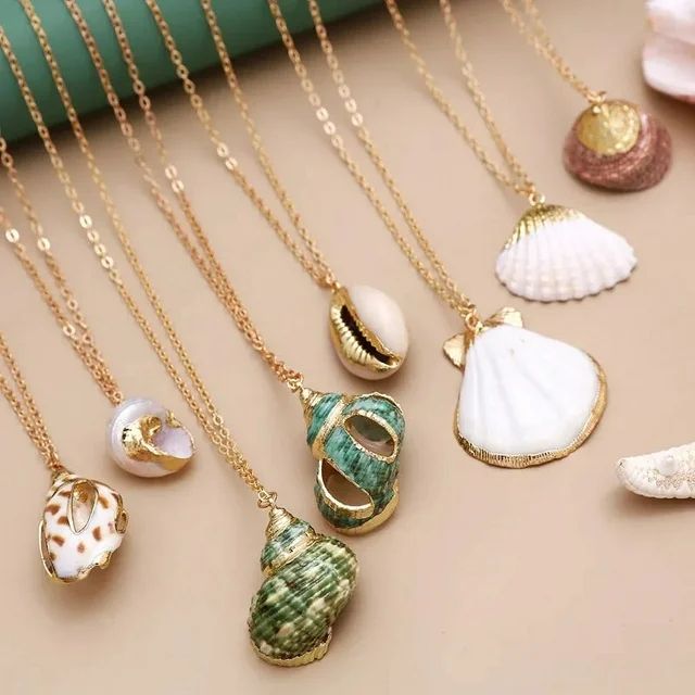 Boho Conch Shells Necklace Sea Beach Shell Pendant Necklace For Women Collier Femme Shell Gold Co... | Walmart (US)