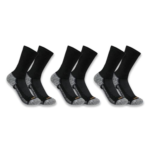 Carhartt Men's Force Performance Work Socks 3 Pair Pack, Black, X-Large | Amazon (US)