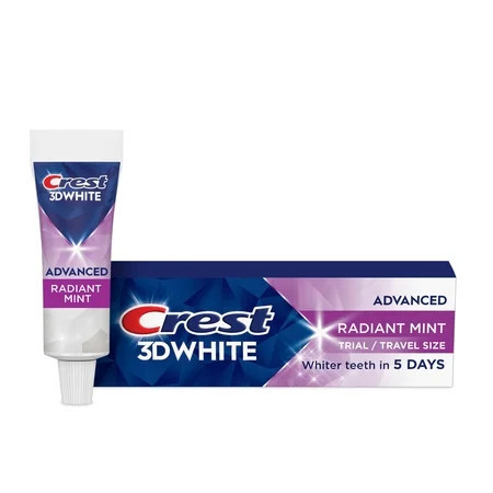 Crest Toothpaste, 3D White Advanced Teeth Whitening Toothpaste, Radiant Mint, .85 oz Travel Size | Walmart (US)