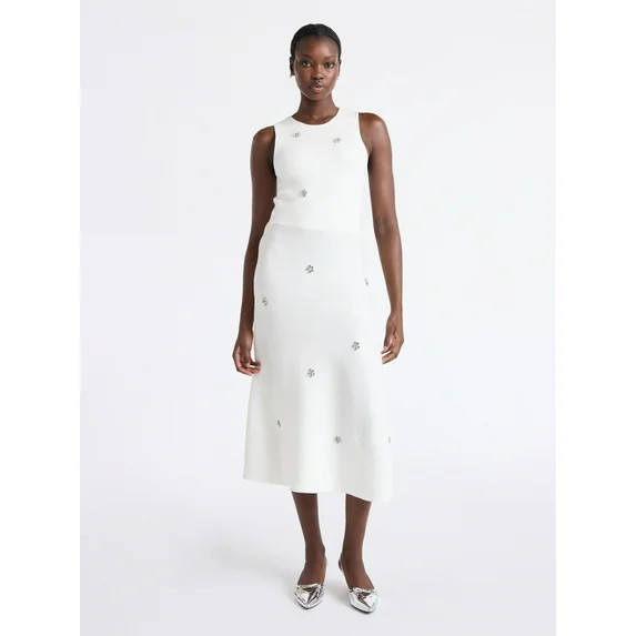 Free Assembly Women's and Women's Plus Beaded Sleeveless Midi Sweater Dress, Sizes, XS-4X | Walmart (US)