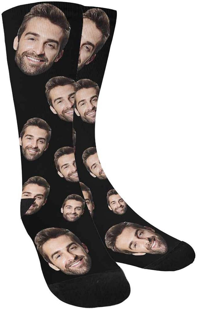 Custom Socks with Faces Change Men Face Size Personalized Printed Photo Crew Socks | Amazon (US)
