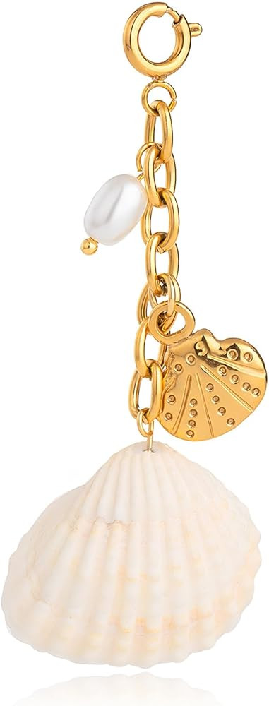FAMARINE Shell Beach Keychain for Women Starfish Seahorse Sun Rainbow Keychain | Amazon (US)
