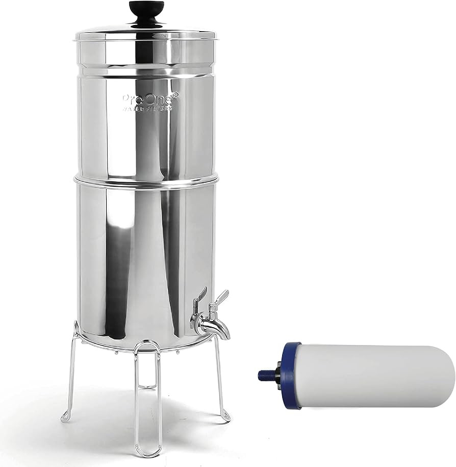 ProOne Big+ Stainless-Steel Gravity Water Filter System, 3-Gallon Water Capacity, Countertop Wate... | Amazon (US)