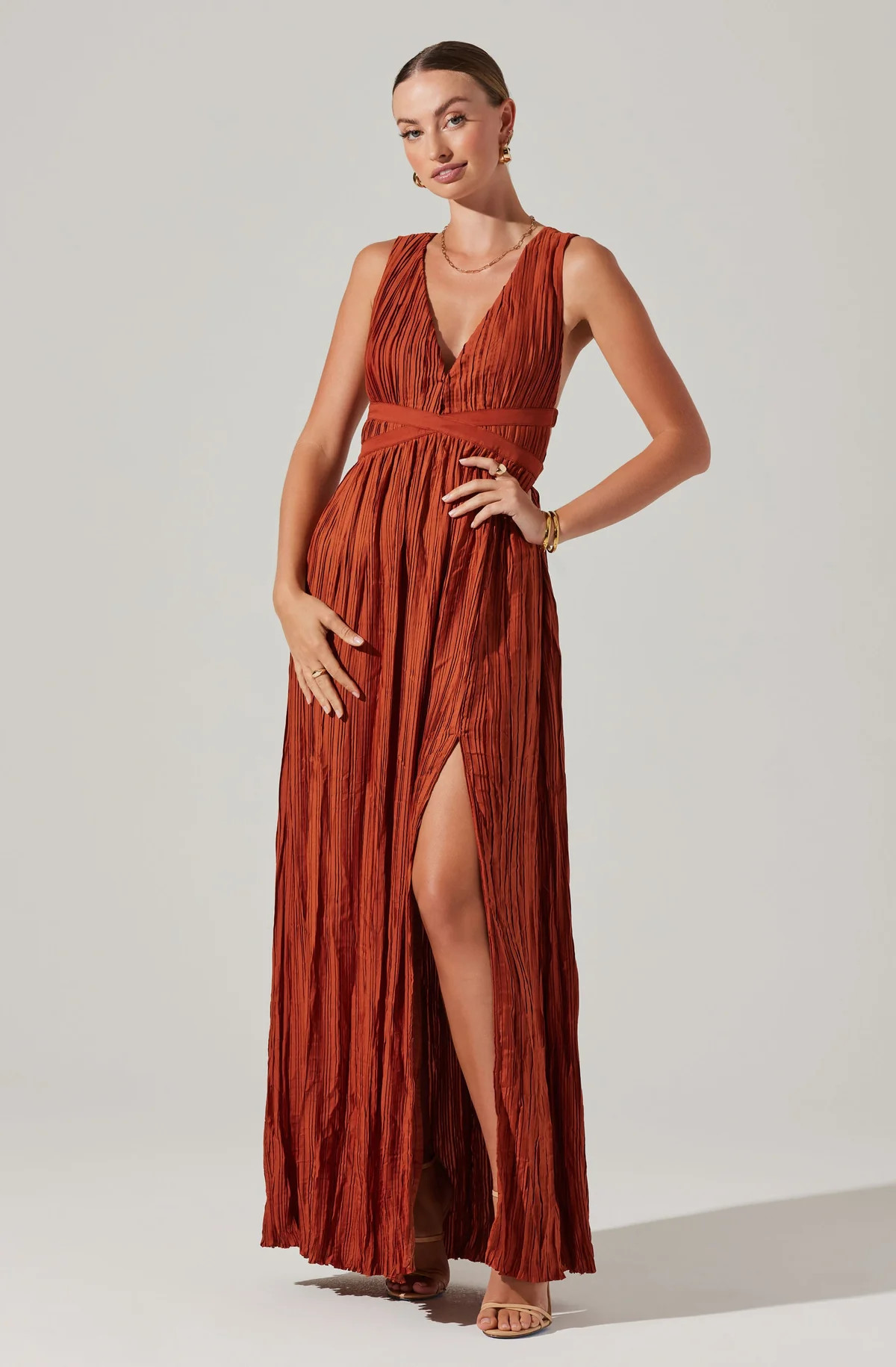 Tesni Pleated Maxi Dress | ASTR The Label (US)
