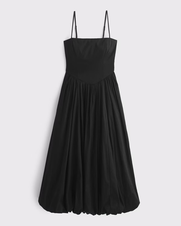 Women's Dipped-Waist Bubble Hem Midi Dress | Women's Dresses & Jumpsuits | Abercrombie.com | Abercrombie & Fitch (UK)