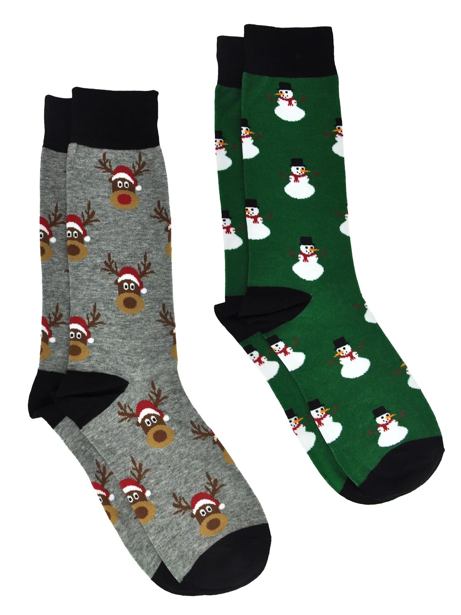 Men's Christmas Socks Snowmen All-Over Print & Reindeer Size (10-13) 2-Pair Set | Walmart (US)