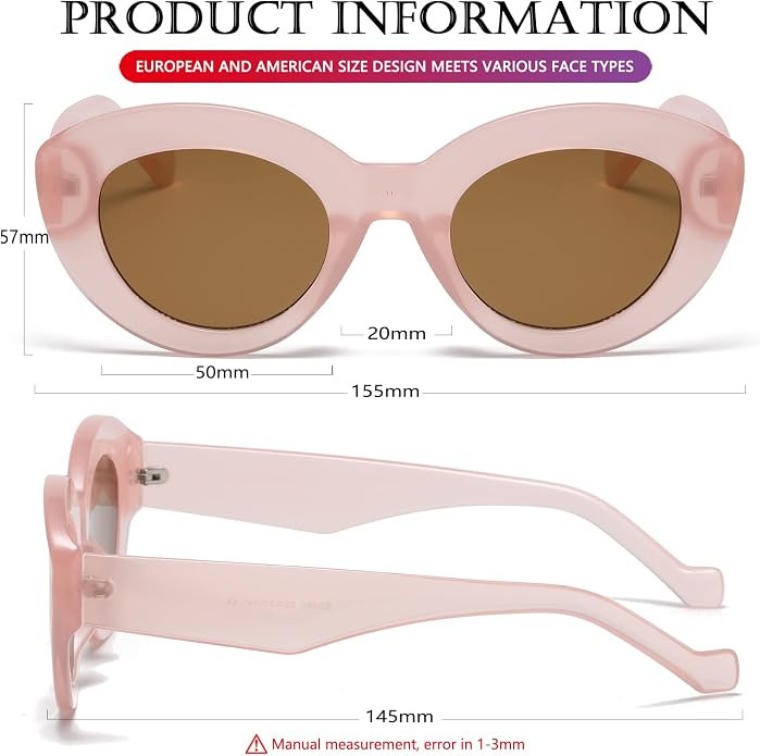 AIEYEZO Oversized Cat Eye Sunglasses for Women Cute Oval Thick Frame Cateye Sun Glasses Chic Retr... | Amazon (US)